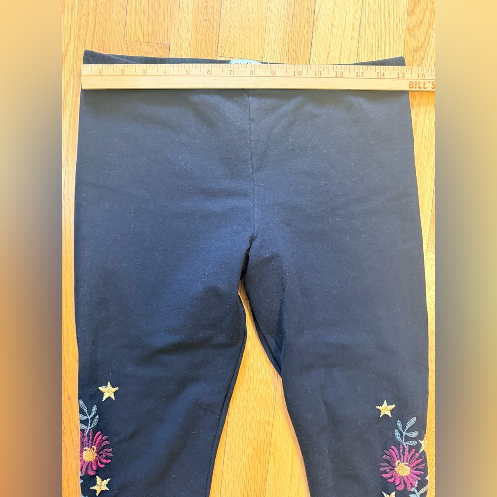 Johnny Was Black Leggings with Flowers & Star Embroidery - Picture 4 of 8